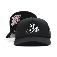 LA TRUCKER HAT - BLACK/BLOSSOM