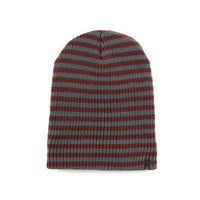 STRIPED FOLD BEANIE - BURGUNDY