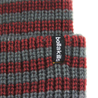 STRIPED FOLD BEANIE - BURGUNDY