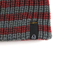 STRIPED FOLD BEANIE - BURGUNDY