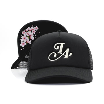 LA TRUCKER HAT - BLACK/BLOSSOM