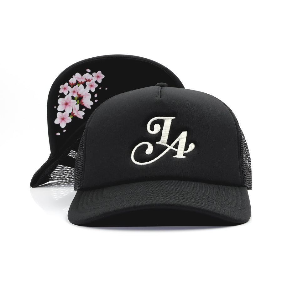 LA TRUCKER HAT - BLACK/BLOSSOM