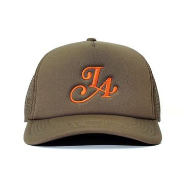 LA TRUCKER HAT - WALNUT/ORANGE