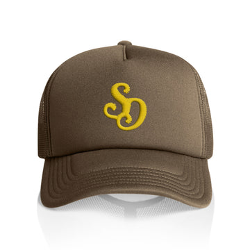 SD TRUCKER HAT - WALNUT/GOLD