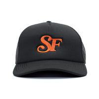 SF TRUCKER HAT - BLACK/ORANGE