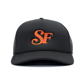 SF TRUCKER HAT - BLACK/ORANGE
