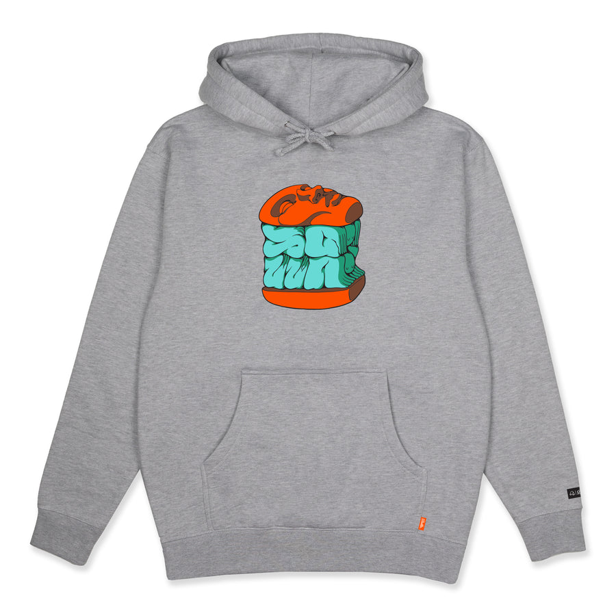 STACK PULLOVER HOODIE - HEATHER GREY